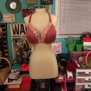 Pink lace padded bra